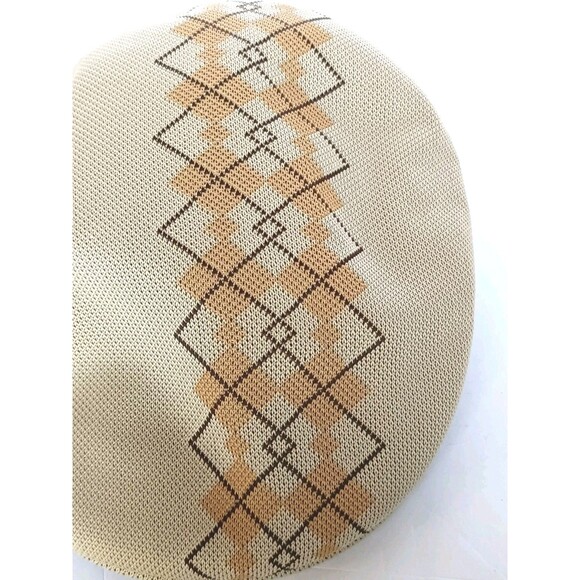 Kangol 504 Beret Hat Tan Newsboy Woven Argyle Print Flat Cap Casual Unisex - Picture 2 of 7
